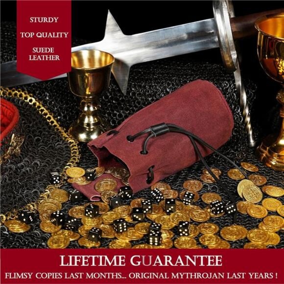 Mythrojan Medieval Drawstring Belt Bag, Ideal for SCA LARP Reenactment & Ren - Picture 6 of 7